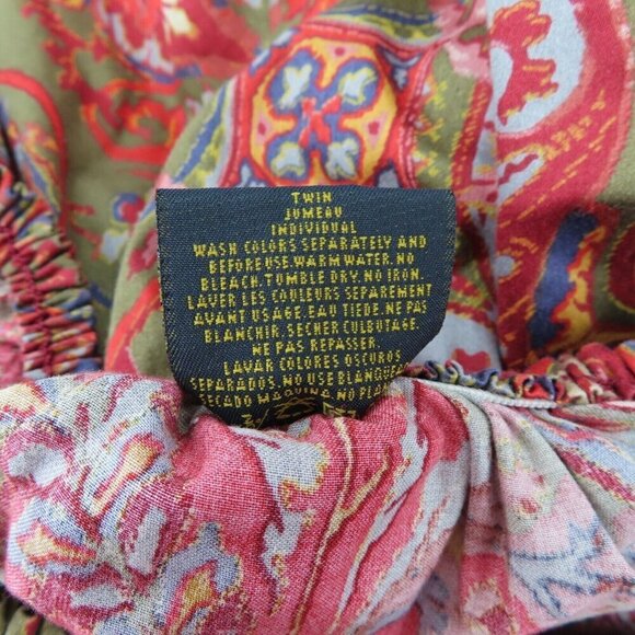 Ralph Lauren Home Galahad TWIN Fitted Sheet Red Multicolor Paisley Scroll Cotton - Picture 4 of 6